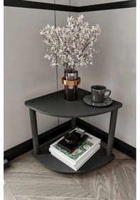 Resim 2 Katlı Dekoratif Köşe Kitaplık Siyah Siyah 