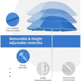 Resim mr shopping MR Plaj Şemsiyesi Yüksek Kalite 8 Telli Balkon Deniz Bahçe Şemsiyesi Katlanır kolay kullanım 180 cm 