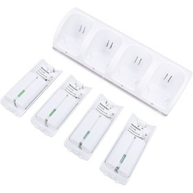 Resim Padalink Wii/wiiu Kumanda Şarj Seti: 4 Adet 2800mah Tekrarlı Pil + 4 Portlu Usb Şarj Üstü, Led Durum Gösterici, Beyaz Pillerle Birlikte 