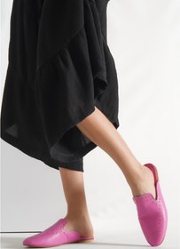 Resim PASSAGE SHOES 6138 Fuşya Zımba Detaylı Hakiki Deri Kadın Terlik 