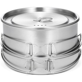 Resim Jeehugo Tomshoo Paslanmaz Çelik Tencere Ve Tavuk Seti - 15.5cm Tencere + 16cm Tavuk, Kapağı Ve Mesh Çanta İçeren Pratik Mutfak Aleti Gümüş 