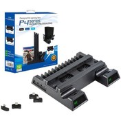 Resim Ps4 / Ps4 Slim / Ps4 Pro Soğutma Fanı Standı Konsolu Dikey Stand Soğutucu Çift Denetleyicili Şarj Cihazı İle Siyah 