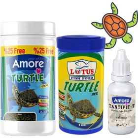 Resim Amore Turtle Green Sticks 125 ML + Lotus 100 ML + Kaplumbağa Yemi + Vitamin 