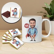 Resim Çakma Kahraman Karikatürlü Kupa ve Çikolata 