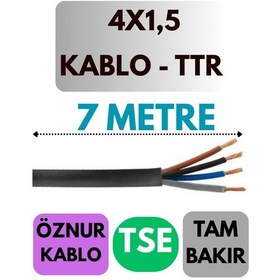 Resim Öznur 4x1,5 Ttr Kablo Metre Seçenekli Siyah - 7 Metre 