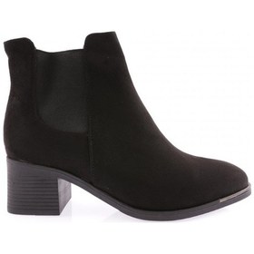 Resim Dgn 053 Kadın Küt Burun Yanlar Lastikli Topuklu Bilek Bot 053-1414-R1680 Siyah 