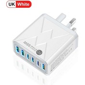 Resim Usb C Şarj Yüksek Hızlı Hızlı Şarj Muti 6 Limanlar 55w Tipi C Pd Hızlı Şarj White Uk Plug ' Beyaz 