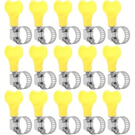 Resim 5/15 adet Ayarlanabilir Sarı Kanat Vida Anahtarı Stili Solucan Dişli Hortum Kelepçesi, Yakıt Hattı Kelepçesi, Boru ve Su Borusu Kelepçesi, 16-26mm (0.63-1.06in), Metal, Bahçe, Çim ve Açık Hava Sulama için 