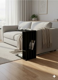 Resim Pint C Tipi Koltuk Yanı Sehpası Dergilikli Laptop Kahve Yan Sehpası Siyah Siyah 