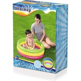 Resim Şişme Zeminli 3 Halkalı Bebek Havuzu 70x24 Cm Çok Renkli 