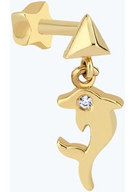 Resim Altınbaş Altın Tragus Yunus Piercing Trgsyn078-25552 Sarı 