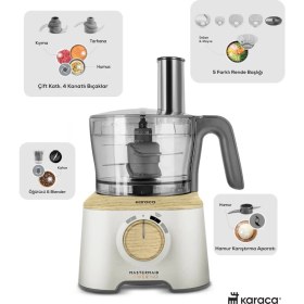Resim Karaca 2500W Yüksek Güçlü Hamur Yoğurma, Kıyma, Blender Vb 11 Ürün Hepsi Bir Arada Mutfak Robotu + Mutfak Tartısı 