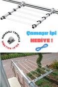 Resim LİGROUND Paslanmaz Pratik Makaralı Küpeşte Çamaşır Askısı - Kurutmalık Çamaşırlık (ÇAMAŞIR İPİ HEDİYE) 