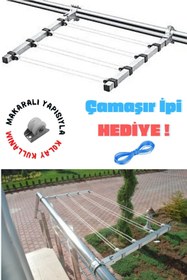 Resim LİGROUND Paslanmaz Pratik Makaralı Küpeşte Çamaşır Askısı - Kurutmalık Çamaşırlık (ÇAMAŞIR İPİ HEDİYE) 