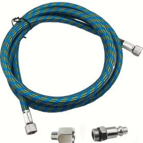 Resim 3’ü 1 Arada Airbrush Hortumu Seti – Premium Kalite 182,88 cm Naylon Örgülü Airbrush Hortumu, Standart 1/8 ve 1/4 Boyutlu Bağlantı Parçaları ile Airbrush Boyama Aletleri ve Kompresör Bağlantısı İçin 