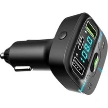 Resim TeknoKapsül F9 Araç Fm Transmitter 5.3 Bluetooth Araç Kiti USB Type-C Hızlı Şarj Çıkışlı Çakmaklık Girişli (F9) 
