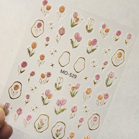 Resim 1 adet 5D Kabartmalı Lale Manikür Sticker - Bahar ve Yaz Çiçek Desenli, Kendinden Yapışkan Manikür Süslemesi, Kadınlar ve Kızlar İçin, Sıcak Baskı, Küçük Taze Stil, Manikür Süsleme için Uygun 