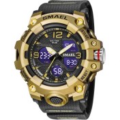 Resim Hanyang Siyah Altın Smael Üst Marka Erkekler Askeri Izle Dijital Su Geçirmez Çift Ekran Kuvars Spor Kol Saati Erkek Saat 8008 Gençlik Kronometre (Yurt Dışından) 