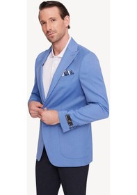 Resim Ysf Erkek İndigo Mavi Regular Fit Sivri Yaka Tek Ceket 001 