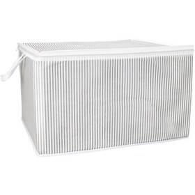 Resim Gümüş Yorgan Hurç Çizgili 100x50x50 Tela Yorgan Hurcu Antrasit Gri 