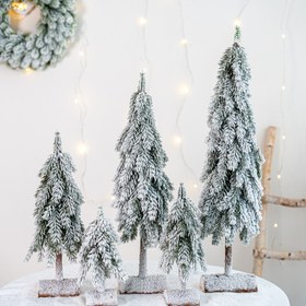 Resim Gerçekçi Yapay Karla Kaplı Mini Sedir/Çam Noel Ağacı - Küçük Kış Masaüstü/Ofis/Ev Dekorasyonu, Kar Yüklü Dallar, Sağlam Taban - Düşük Bakım Gerektiren Tatil Ağacı, Ofis, Partiler İçin (Yıl Boyu Kullanım Değil) 