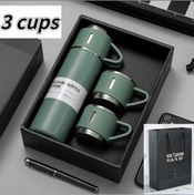 Resim GiralStore 3 BARDAKLI TERMOS İçecek 540 ml Çelik Siyah 12 saat 