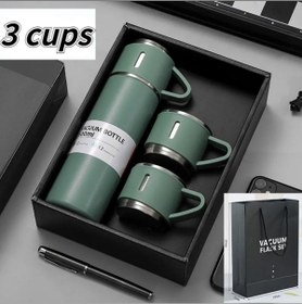 Resim GiralStore 3 BARDAKLI TERMOS İçecek 540 ml Çelik Siyah 12 saat 