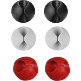 Resim Yapışkanlı Kablo Sabitleyici Düzenleyici 6'lı Paket (2 Beyaz-2 Kırmızı-2 Siyah) 