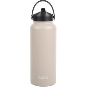 Resim Noki Çevir Aç Kapak Pipetli Taşıma Kulplu Çelik Termos Matara 960 ml Bej 