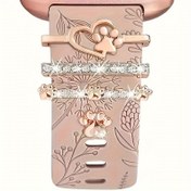 Resim 1 set sevimli kedi pati kalp saat kayışı yüzük çivileri, parlak taşlı saat kayışı süslemesi IWatch serisi saat kayışları ile uyumlu 38mm, 40mm, 41mm, 42mm, 44mm, 45mm serisi 