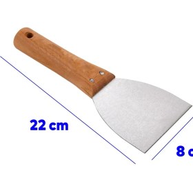 Resim Badem10 Ahşap Saplı Metal Macun Spatula Temizlik Boya Sıva Kazıma Harç Karıştırma Ispatulası 8 cm 