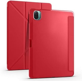 Resim Kilifplus Xiaomi Mi Pad 5 Tablet Kılıfı Standlı Tri Folding Kalemlikli Silikon Smart Cover - Kırmızı 