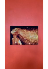 Resim Gold Saçlı Kadın Portre Natürel Tasarım Ahşap Çerçeve Ev İşyeri K 