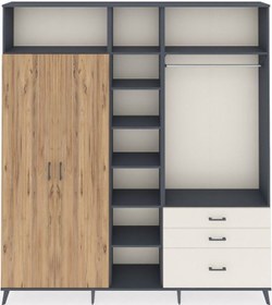 Resim Arges Dolap 9 Raflı 3 Çekmeceli 2 Askılı 220x30x243 Antrasit-çam/aytaşı Atlas Çam/aytası 