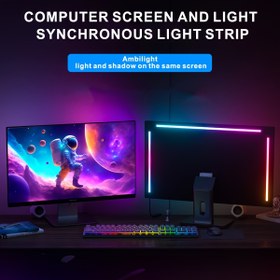 Resim 24/27 İnç Ambilight Bilgisayar Atmosferi Ekran Işığı Senkronizasyon Işıklı Bar ve Gölge Ekranı Takip Etkin RGB Fantazi Renkli Ekran Işık Şeridi Çoklu Kontrol Modu Yaratıcı Işık Barı 