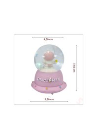 Resim Uçuşan Yıldızlı,7,5cm X 4,5cm Led Işıklı Astronot Küre - Pembe 