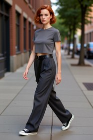 Resim PayBuy Kadın Geniş Paça Kemerli Dokuma Pantolon Fonksiyonel Dayanıklı Kaliteli Konforlu Estetik Şık 