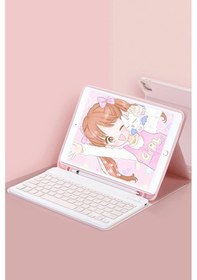 Resim Durukar İpad Pro 12.9 2024 Kılıf Kc01 Smart Klavyeli Tablet Kılıfı - Pembe 