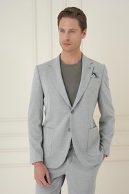 Resim Efor Comfort Fit Mono Yaka Çift Yırtmaç Torba Cep Gri Blazer Ceket C 698 