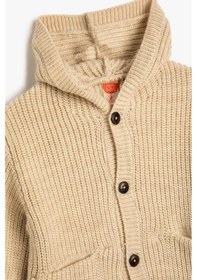 Resim Koton Erkek Bebek Kapşonlu Örgü Hırka Düğme Kapamalı Cep Detaylı 001 