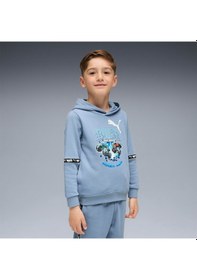 Resim Puma Hot Wheels Çocuk Mavi Kapüşonlu Sweatshirt Mavi 