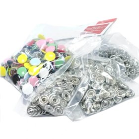 Resim Klinkshop Klikıt 10,5 mm Kapaklı Çıtçıt. Bebek ve Çocuk Giyim, Gömlek, Triko, Esnek ve ince Kumaşlar için Malzeme Paketi 50 Adet Karışık Boyalı Kapaklı Klikıt Çıtçıt Takım 