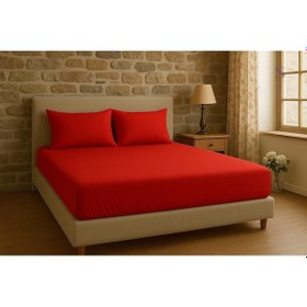 Resim Shules Collection Buldan Keteni Kırmızı Çift Kişilik Çarşaf+yastık Seti %100 Pamuk Kırmızı 