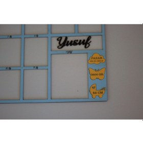 Resim Yeni Doğan Bebekler İçin Tasarım 12 Fotoğraflık İsim Yazılı Çerçe Mavi 