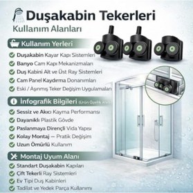 Resim Duşakabin Tekerlek Seti 4 Adet 2 Üst + 2 Alt 2x2 Sistem Uyumlu Kayar Cam Kapı Ray Tekerleri, Evrensel Yedek Parça, Sessiz Ve Akıcı Kayma Performansı, Paslanmaya Dayanıklı Açık Mavi 
