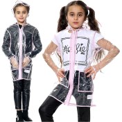 Resim Kız Bebek Pembe Eva Şeffaf Dış Giyim Yağmurluğu 