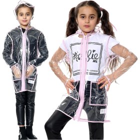 Resim Kız Bebek Pembe Eva Şeffaf Dış Giyim Yağmurluğu 