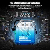 Resim G GravaStar Kablosuz Kulaklıklar Sirius P5, Bluetooth Kulak İçi Kulaklıklar Stereo Sesli 40H Çalma, 4 RGB Işık, Net Çağrı için ENC, Bluetooth 5.2, IPX4, Çok Noktalı Bağlantı (Savunma Kristali) 