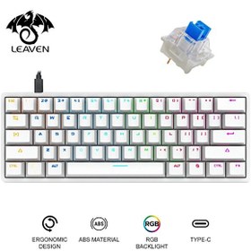 Resim Valkyrie Leaven K620 RGB 61 Key Mavi Tuş Type-C Blue Switch Mekanik Gaming Klavye Beyaz 