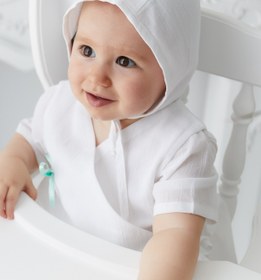 Resim BeyzBaby Şile Bezi Bebek Beyaz Bonnet Düz Müslin Şapka 